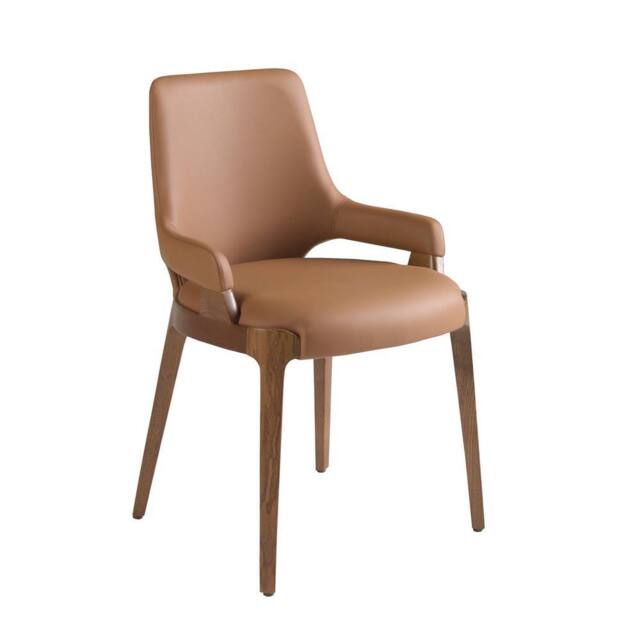 Angel Cerda Brown Leatherette Dining Chair with Walnut-Coloured - image 1