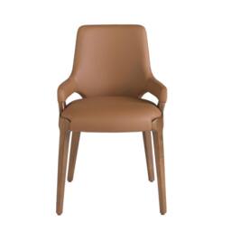 Angel Cerda Brown Leatherette Dining Chair with Walnut-Coloured - thumbnail 2