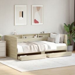 Berkfield Home Daybed with Drawers without Mattress Sonoma Oak 90x200 cm in Brown - thumbnail 1