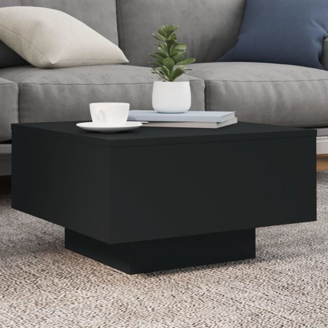 Berkfield Home Coffee Table with LED Lights Black 55x55x31 cm - Size: 55 x 55 x 31 cm