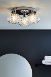 BHS Lighting Klaudia Chrome Flush Bathroom Ceiling Light in Silver - thumbnail 4