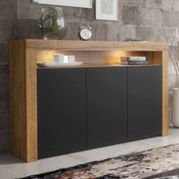 Mex Furniture LTD Sideboard Aether 155cm - Dark Oak & Black Matt Doors & LED Lights - thumbnail 4