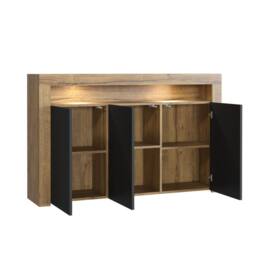 Mex Furniture LTD Sideboard Aether 155cm - Dark Oak & Black Matt Doors & LED Lights - thumbnail 8