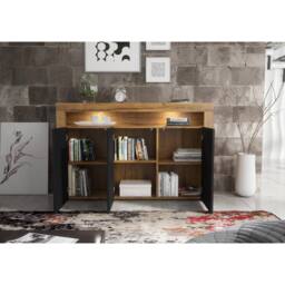 Mex Furniture LTD Sideboard Aether 155cm - Dark Oak & Black Matt Doors & LED Lights - thumbnail 3