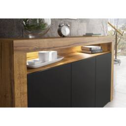 Mex Furniture LTD Sideboard Aether 155cm - Dark Oak & Black Matt Doors & LED Lights - thumbnail 6