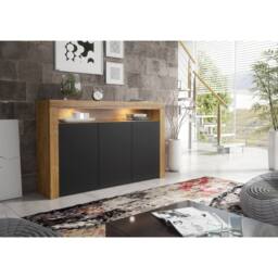 Mex Furniture LTD Sideboard Aether 155cm - Dark Oak & Black Matt Doors & LED Lights - thumbnail 5