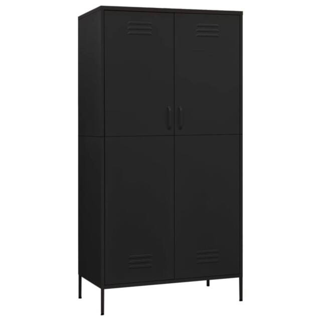Berkfield Home Wardrobe Black 90x50x180 cm Steel - Size: 90 x 50 x 180 cm - image 1