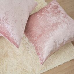 OHS Luxury Crushed Velvet Set of 2 Filled Cushions & Covers in Baby Pink - thumbnail 1