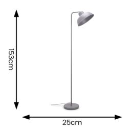 ValueLights Morris Retro Dome Metal Freestanding Floor Lamp with LED Bulb in Grey - thumbnail 6