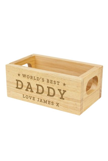 Personalised Memento Company Personalised Worlds Best Mini Wooden Crate in Light Brown - image 1