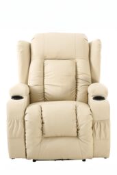 More4Homes Caesar Electric Bonded Leather Automatic Recliner Heat & Massage Chair in Cream - thumbnail 3