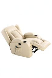 More4Homes Caesar Electric Bonded Leather Automatic Recliner Heat & Massage Chair in Cream - thumbnail 4