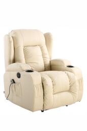More4Homes Caesar Electric Bonded Leather Automatic Recliner Heat & Massage Chair in Cream - thumbnail 2