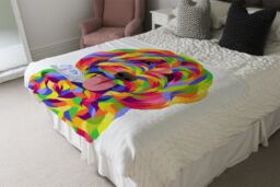 Benjamin Tate Design Animal Dog Illustration Pop Art Designer Blanket in Natural - Size: 120 cm x 150 cm - thumbnail 4