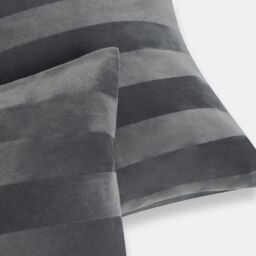 OHS 2 Pack Soft Stripe Velvet Decorative Square Cushion Covers in Charcoal - Size: 45 cm x 45 cm - thumbnail 5