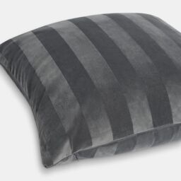 OHS 2 Pack Soft Stripe Velvet Decorative Square Cushion Covers in Charcoal - Size: 45 cm x 45 cm - thumbnail 2