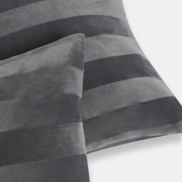 OHS 2 Pack Soft Stripe Velvet Decorative Square Cushion Covers in Charcoal - Size: 45 cm x 45 cm - thumbnail 3
