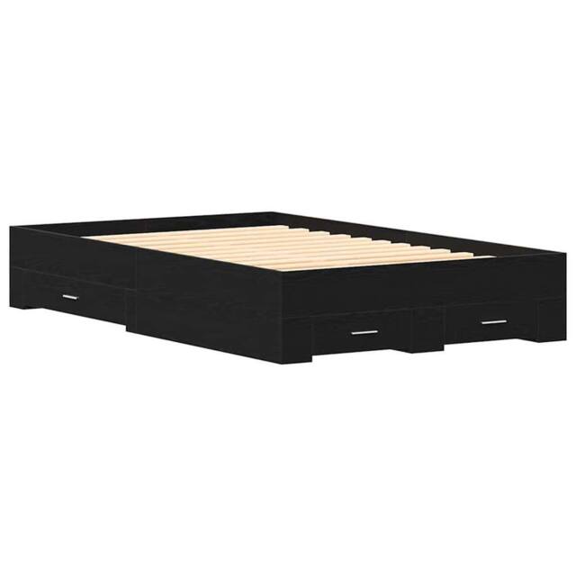 Berkfield Home Bed Frame with Drawers Black Oak 120x200 cm Engineered Wood - image 1