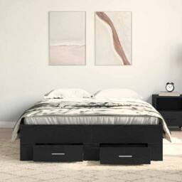 Berkfield Home Bed Frame with Drawers Black Oak 120x200 cm Engineered Wood - thumbnail 4