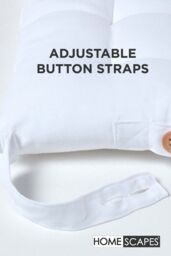 Homescapes Seat Pad Luxury 100% Cotton Indoor Outdoor Garden Cushion, Button Tie, 40cm in White - thumbnail 5