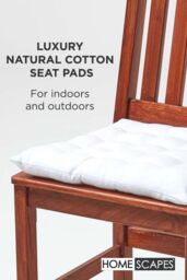 Homescapes Seat Pad Luxury 100% Cotton Indoor Outdoor Garden Cushion, Button Tie, 40cm in White - thumbnail 2