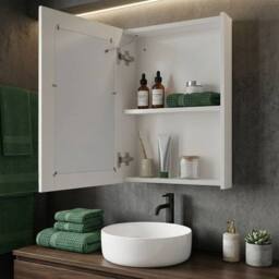 Wyld and Coco LED Bathroom Mirror Cabinet 40 x 60 cm White - thumbnail 1