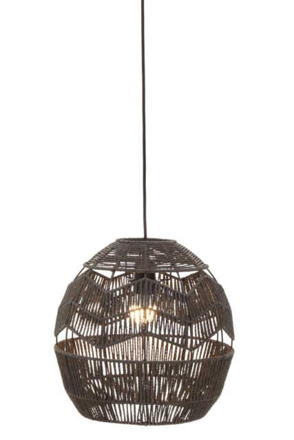 Orsina Black Paper Rope Pendant Lamp, Paper Pendant Lampshade, Light-weight Rope Wrapped Pendant Light - image 1