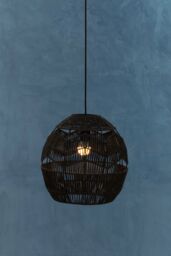 Orsina Black Paper Rope Pendant Lamp, Paper Pendant Lampshade, Light-weight Rope Wrapped Pendant Light - thumbnail 3