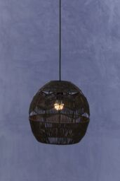 Orsina Black Paper Rope Pendant Lamp, Paper Pendant Lampshade, Light-weight Rope Wrapped Pendant Light - thumbnail 5