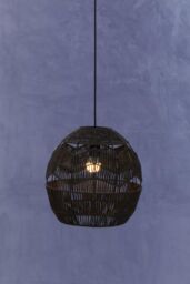 Orsina Black Paper Rope Pendant Lamp, Paper Pendant Lampshade, Light-weight Rope Wrapped Pendant Light - thumbnail 4