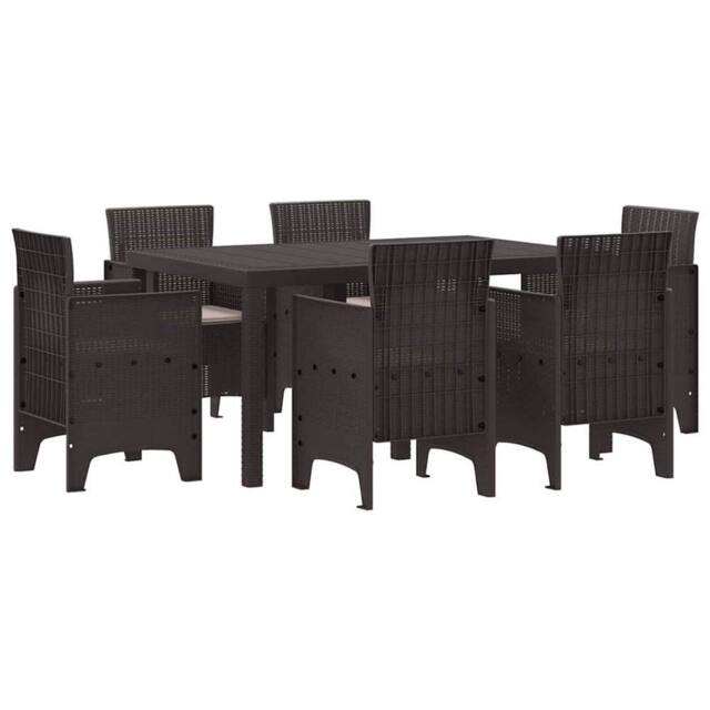 Berkfield Home 7 Piece Garden Dining Set with Cushions Brown Poly Rattan - image 1