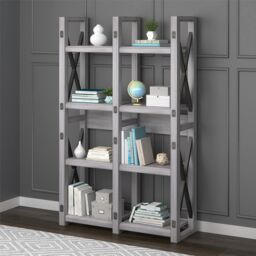 Gr8 Home Rustic White Wildwood Wood Veneer Bookcase Shelving Rack - thumbnail 5
