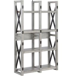 Gr8 Home Rustic White Wildwood Wood Veneer Bookcase Shelving Rack - thumbnail 2