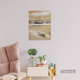"Artery8 Albert Edelfelt Seascape View From the Pier Canvas Wall Art Print in Brown - Size: W12"" x H16""" - thumbnail 3