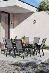 Garden Sanctuary 7 Piece Outdoor Garden Dining Table & Chairs Set in Black