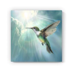 "Warren Reed - Designer Hummingbird In A Beautiful Sky Canvas - Size: W30"" x H30""" - thumbnail 2