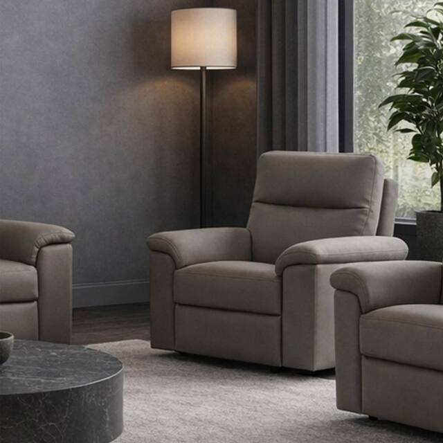Aspire Marlowe Real Leather Power Recliner Armchair with USB Charging in Grey - image 1