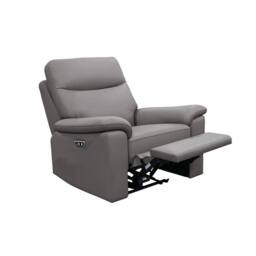 Aspire Marlowe Real Leather Power Recliner Armchair with USB Charging in Grey - thumbnail 2