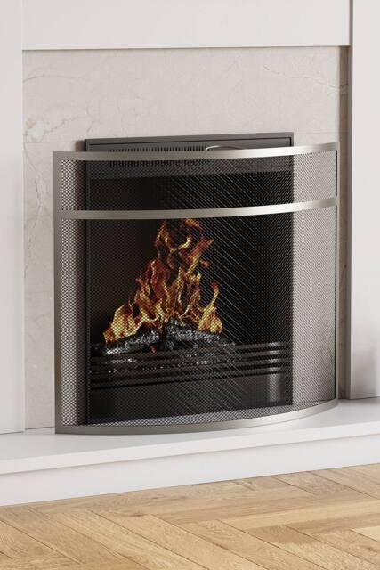Home Discount Fire Vida Buckton Fire Guard Nickel Fireplace Shield Protector in Grey - image 1