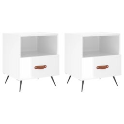 Berkfield Home Bedside Cabinets 2 pcs High Gloss White 40x35x47.5 cm Engineered Wood - thumbnail 2