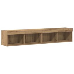 Berkfield Home TV Wall Cabinets with LED Lights 2 pcs Artisan Oak 80x30x30 cm in Brown - Size: 80 x 30 x 30 cm - thumbnail 8