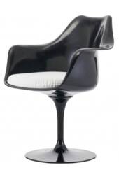 Fusion Living Black Tulip Armchair with PU Cushion in White - thumbnail 2