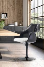 Fusion Living Black Tulip Armchair with PU Cushion in White - thumbnail 1