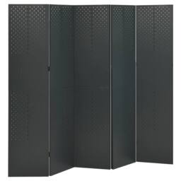 Berkfield Home 5-Panel Room Divider Anthracite 200x180 cm Steel in Black