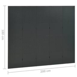 Berkfield Home 5-Panel Room Divider Anthracite 200x180 cm Steel in Black - thumbnail 6