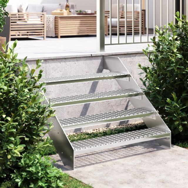 Berkfield Home Grate Step 100x24x7 cm Galvanised Steel in Silver - Size: Medium - image 1