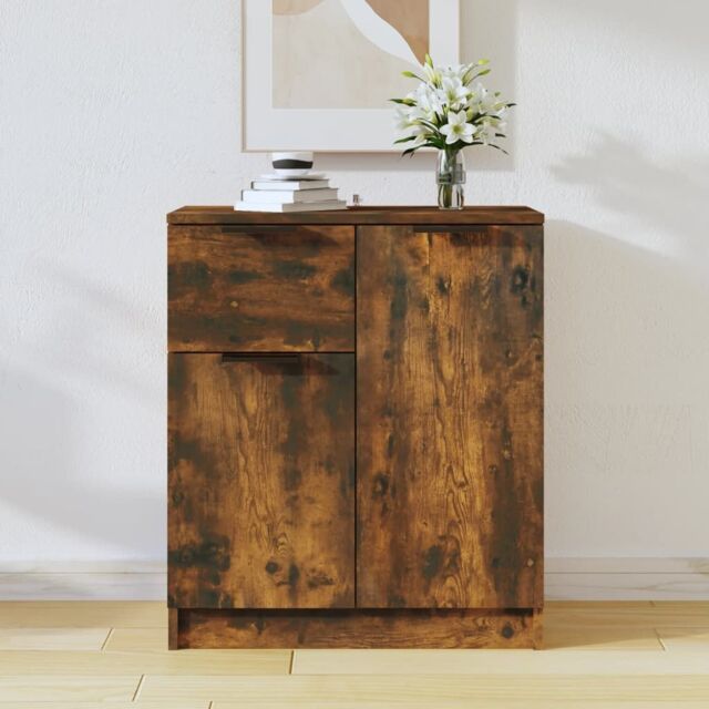 Berkfield Home Sideboard Smoked Oak 60x30x70 cm Engineered Wood in Brown - Size: 60 x 30 x 70 cm - image 1