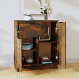 Berkfield Home Sideboard Smoked Oak 60x30x70 cm Engineered Wood in Brown - Size: 60 x 30 x 70 cm - thumbnail 3