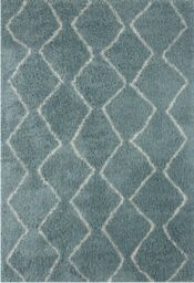 THE RUGS Moroccan Soft High Pile Shaggy Zigzag Rugs & Runners Living Room in Duck Egg Blue - Size: 80 cm x 150 cm - thumbnail 2