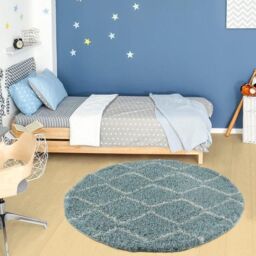 THE RUGS Moroccan Soft High Pile Shaggy Zigzag Rugs & Runners Living Room in Duck Egg Blue - Size: 80 cm x 150 cm - thumbnail 5